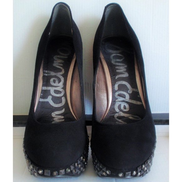 SAM EDELMAN YORK BLACK SUEDE STUDDED PUMP 7.5 - Picture 3 of 9